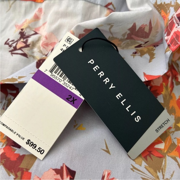 New Perry Ellis Long Sleeve Button Down Shirt Stretch Heather Sz 2X Men - Picture 10 of 10